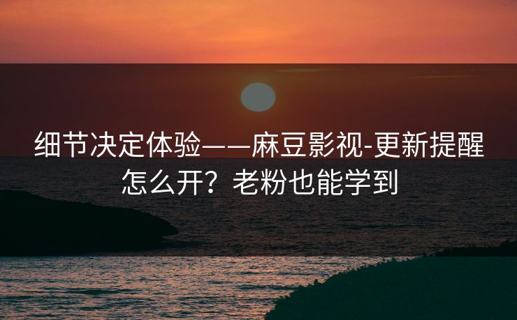 细节决定体验——麻豆影视-更新提醒怎么开？老粉也能学到
