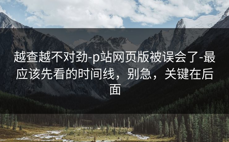 越查越不对劲-p站网页版被误会了-最应该先看的时间线，别急，关键在后面