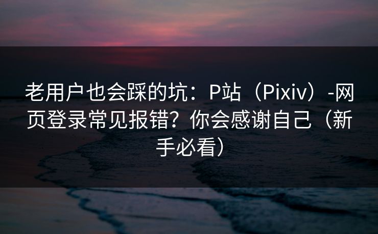 老用户也会踩的坑：P站（Pixiv）-网页登录常见报错？你会感谢自己（新手必看）