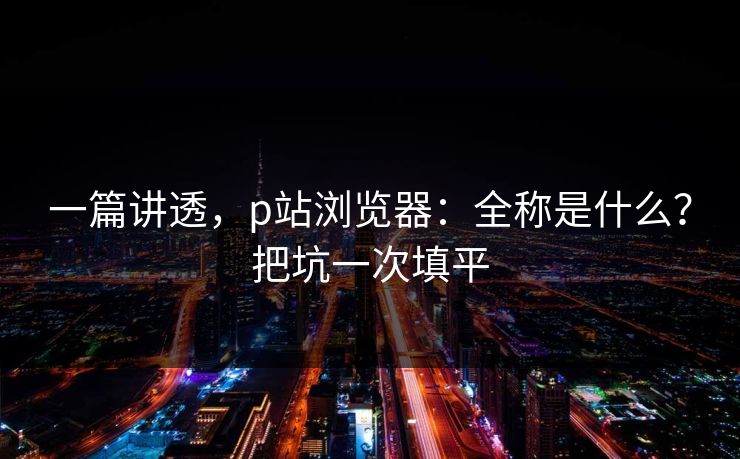 一篇讲透，p站浏览器：全称是什么？把坑一次填平