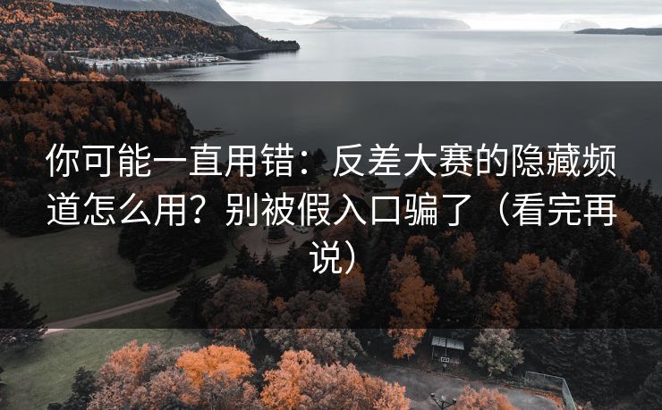 你可能一直用错：反差大赛的隐藏频道怎么用？别被假入口骗了（看完再说）