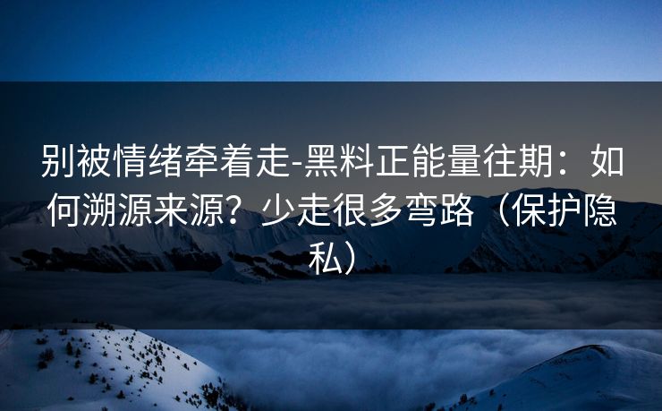 别被情绪牵着走-黑料正能量往期：如何溯源来源？少走很多弯路（保护隐私）