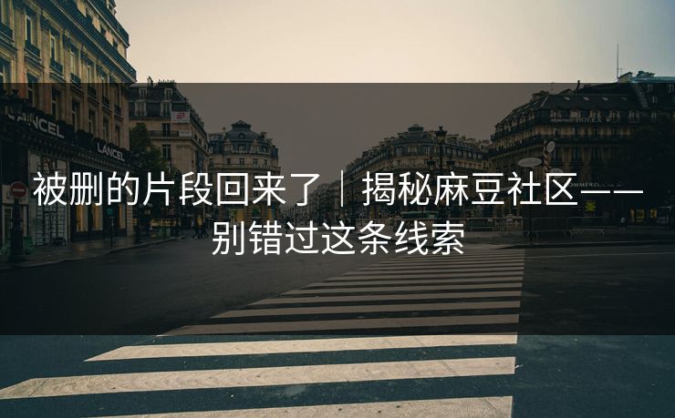 被删的片段回来了｜揭秘麻豆社区——别错过这条线索