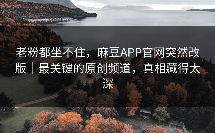 老粉都坐不住，麻豆APP官网突然改版｜最关键的原创频道，真相藏得太深