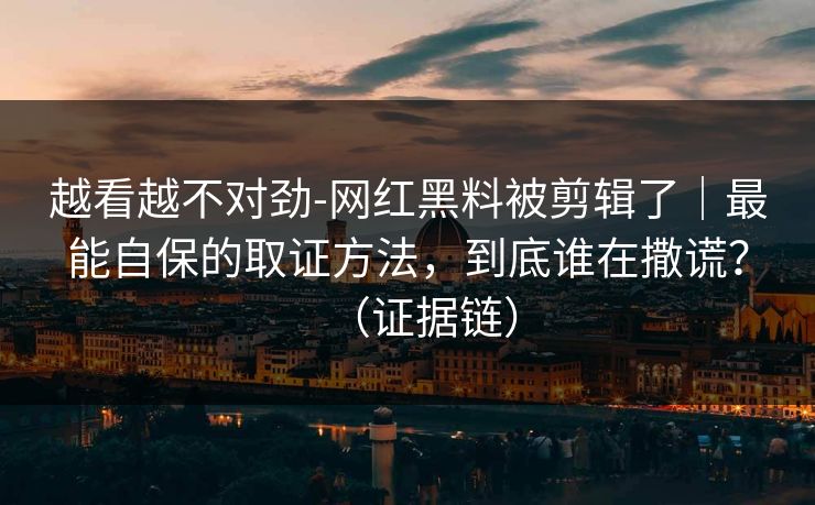 越看越不对劲-网红黑料被剪辑了｜最能自保的取证方法，到底谁在撒谎？（证据链）