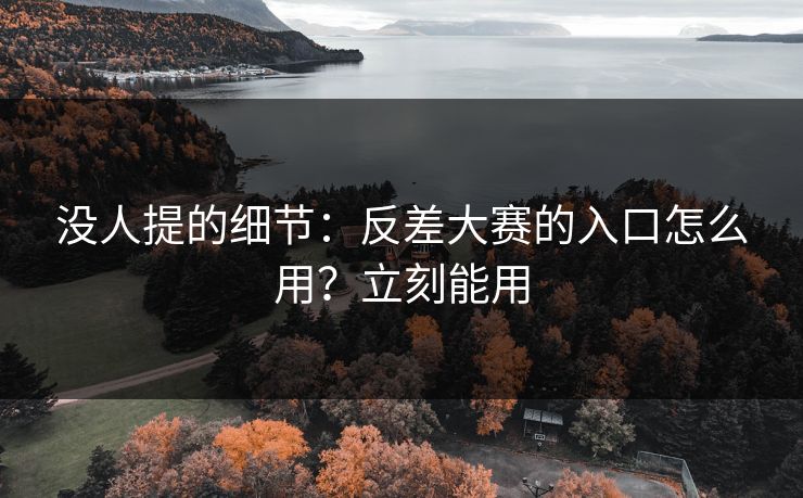 没人提的细节：反差大赛的入口怎么用？立刻能用